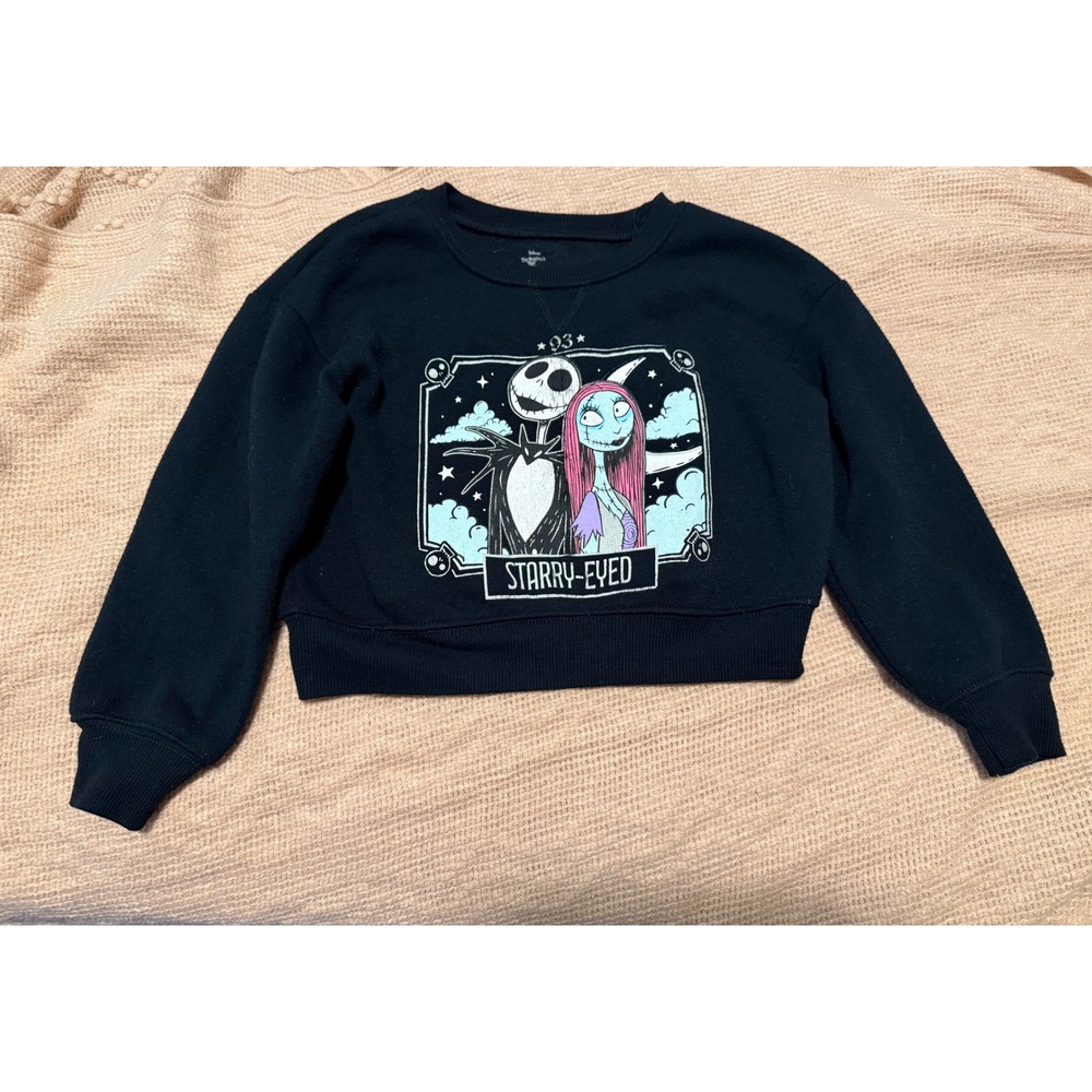 Disney Nightmare Before Christmas Jack Sally Starry Eyed Girls Sweatshirt Size 4
